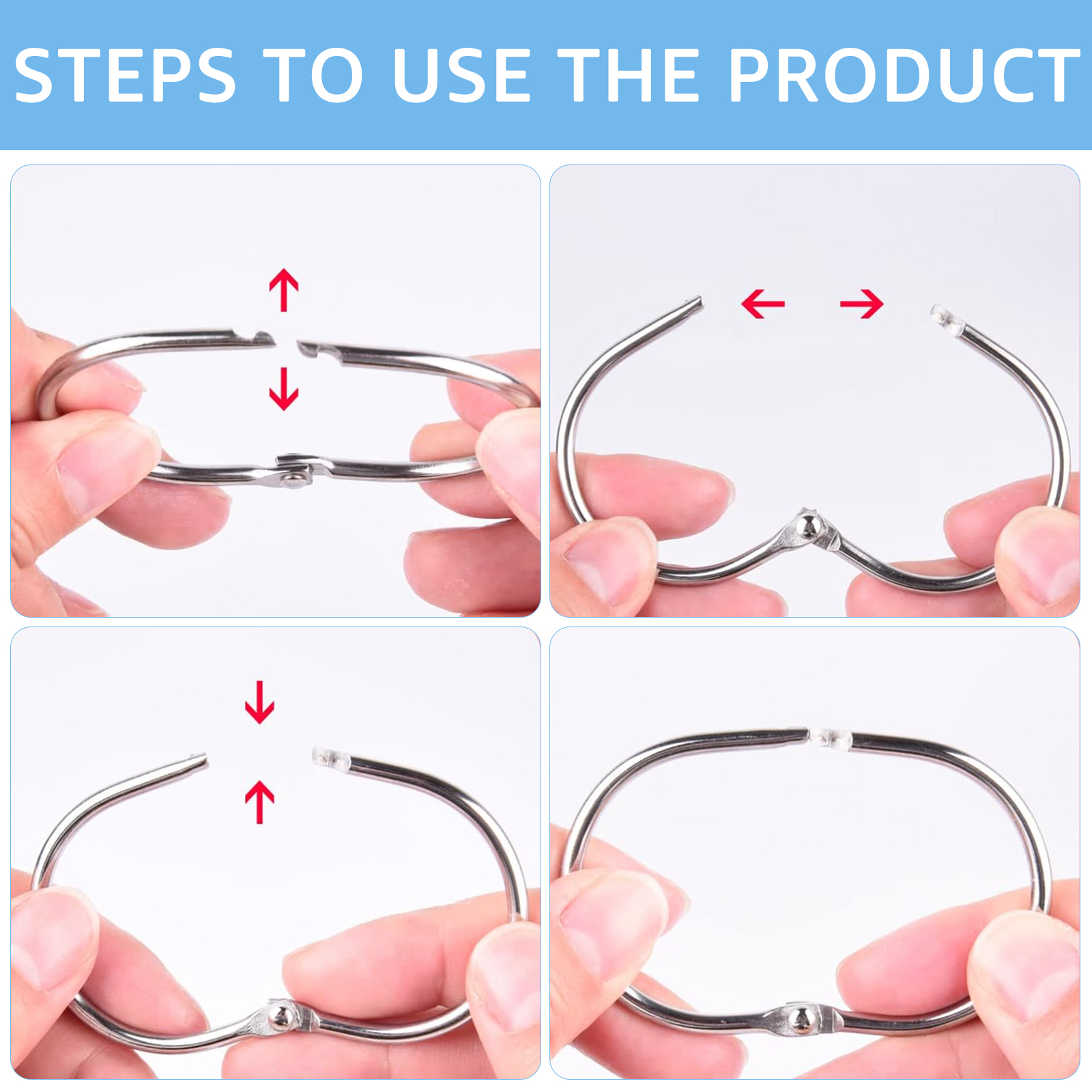 Description Picture 5 of item24Pcs Shower Curtain Rings Rust Proof Iron Shower Curtain Hooks Oval Shower Curtain Rings Snap Joint Shower Curtain Hooks