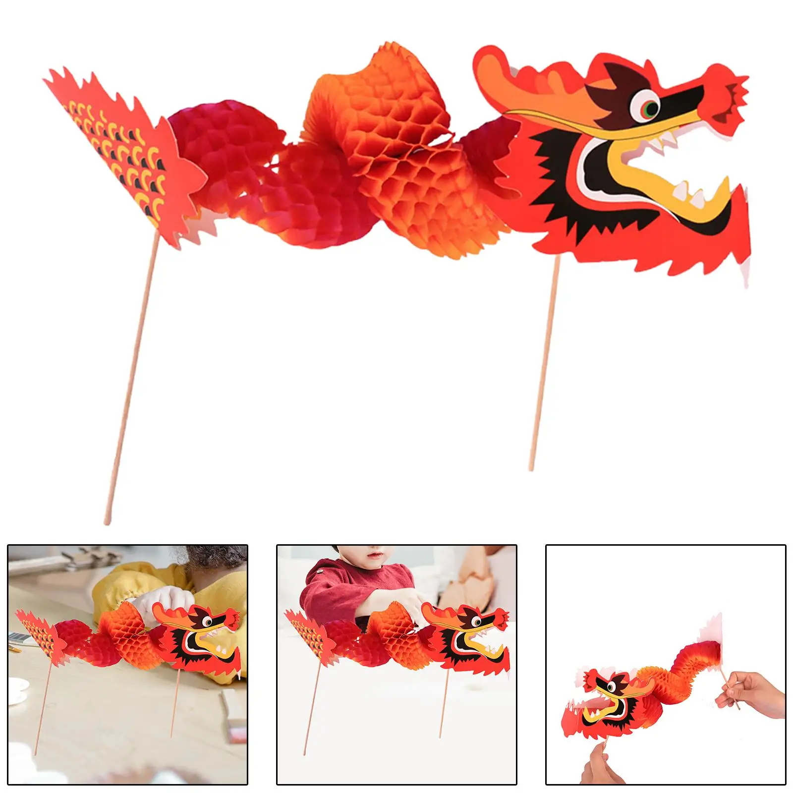 3D Chinese New Year Paper Dragon Crafts for Spring Festival Party Toddlers Decoration