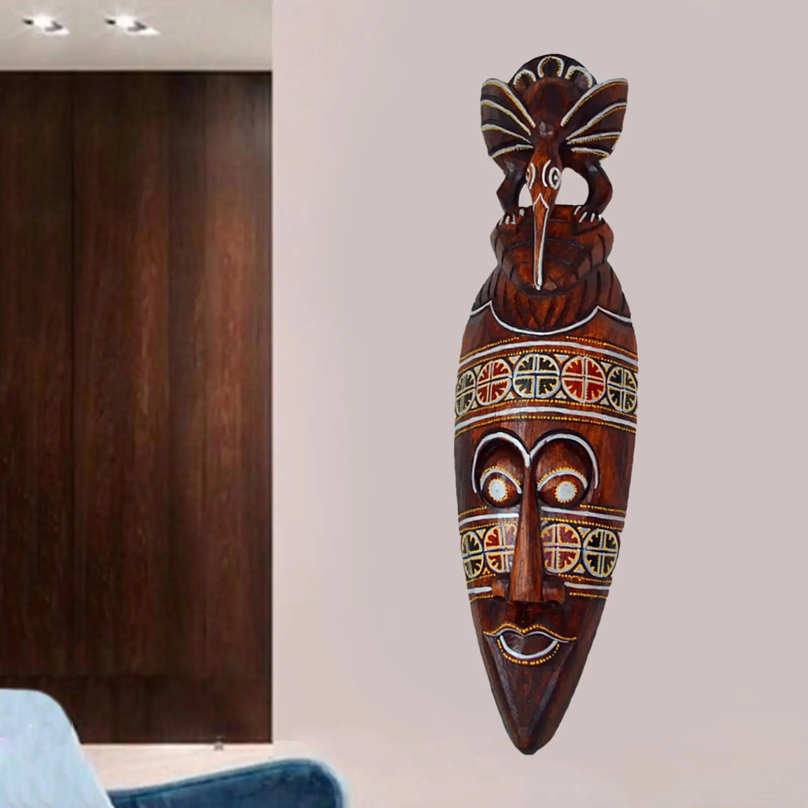 30/50cm African  Decor  Wall Decor Aboriginal Statue Africa Scratch Wooden Forest Exotic Solid Wood Mask African Crafts for Bar