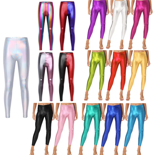  WEISAI Pantalones de piel sintética para mujer, leggings  plateados, ajustados, sexy, ajustados, ajustados, de piel sintética, Negro,  S : Ropa, Zapatos y Joyería