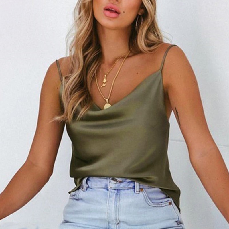 Women Silk Satin Cami Tops Vest Summer Cami Spaghetti Straps Adjustable  Camisole Sleeveless Grunge Femme Backless Camis Clubwear - Tanks & Camis -  AliExpress