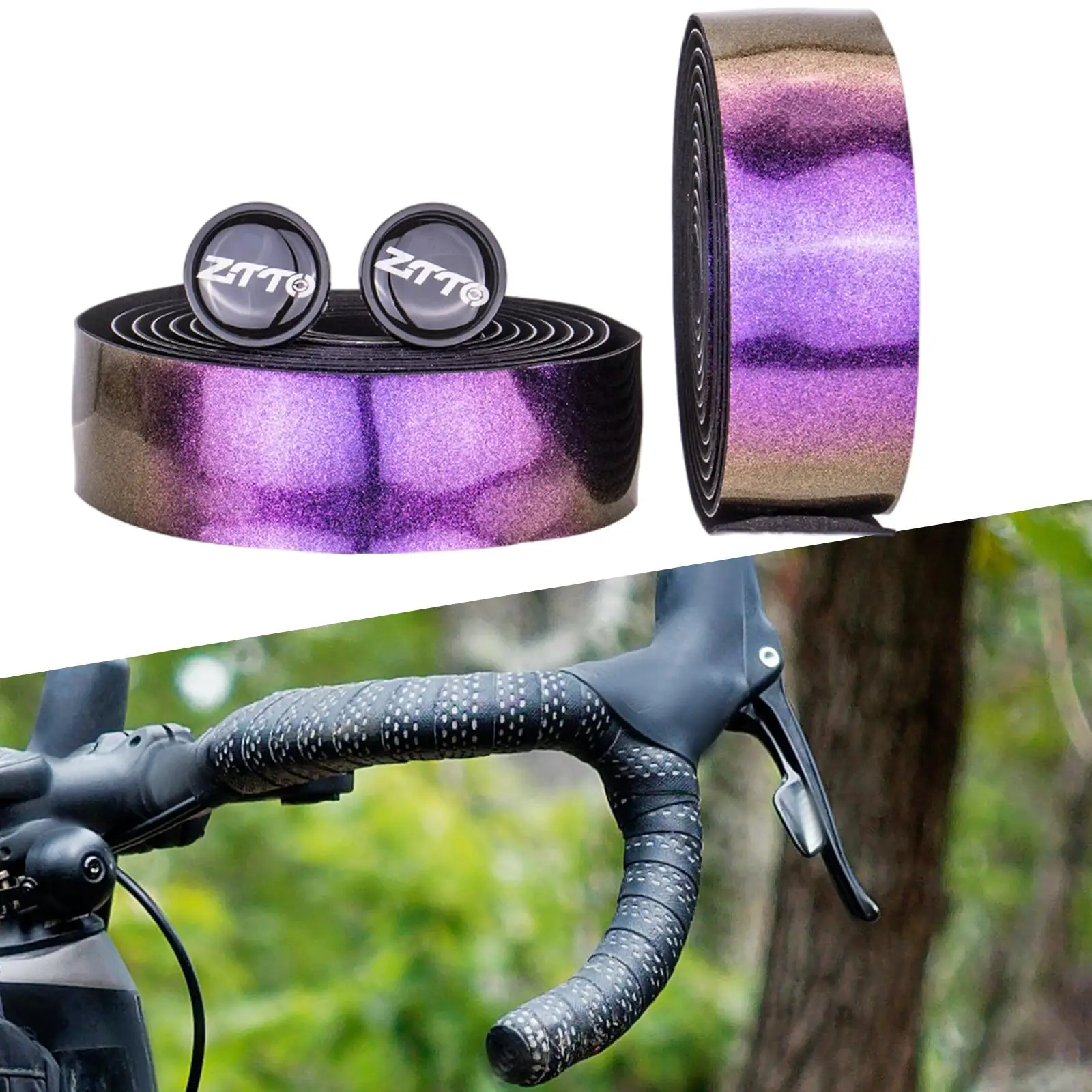 2Pcs Mountain Bike Handlebar Tapes with End Plugs Soft Bicycle Handle Wraps