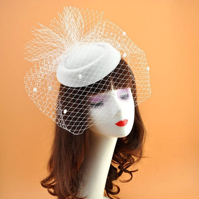 Cappello da donna in feltro Fascinator Topper maglia a rete velo piccolo  peluche punto d'onda Decor clip di capelli matrimonio Cocktail da sposa  copricapo 4 - AliExpress