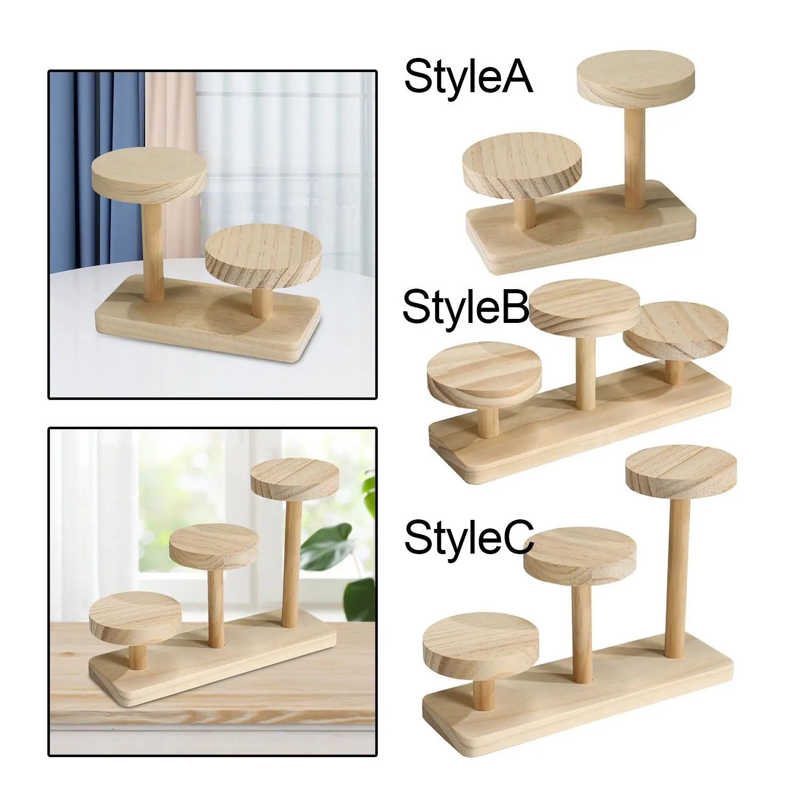 Wooden Display Risers Rack Shelf Display Storage Stand for Cupcakes Home Decoration