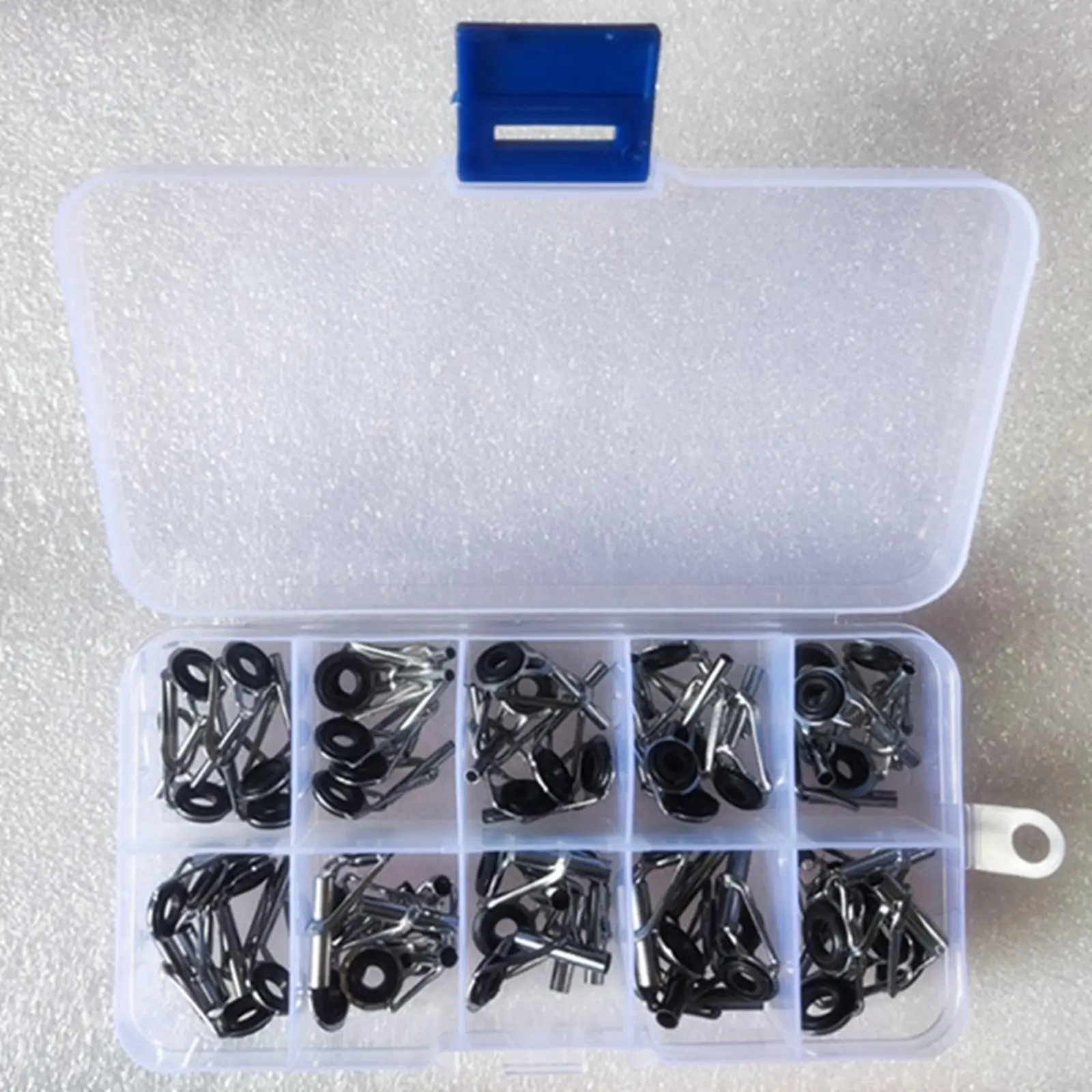 50Pcs Fishing Rod Guides Ring Set Mixed Size in A Box Guide Eye Durable DIY Eye Rings Top Rings Top Ring for Building Component