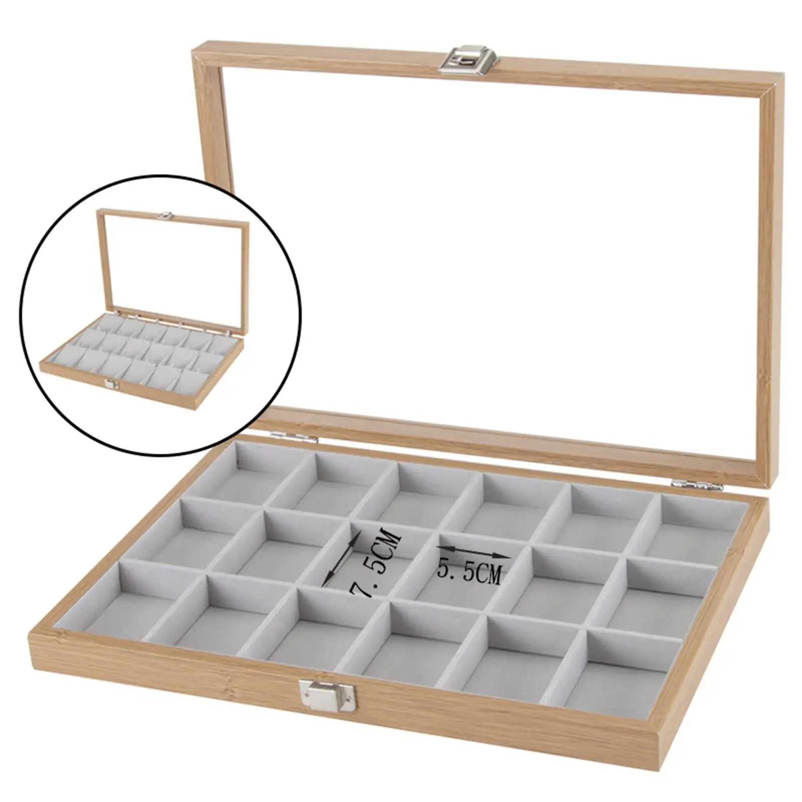18 Grids Earrings Necklace Jewelry Display Storage Organizer Tray Holder