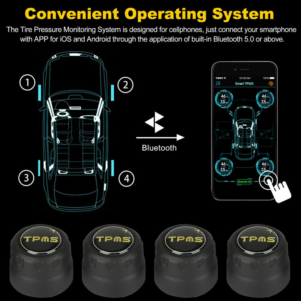 TPMS Bluetooth 5,0 универсальный внешний датчик давления в шинах Поддержка  IOS Android телефон датчик давления в шинах простая установка | AliExpress