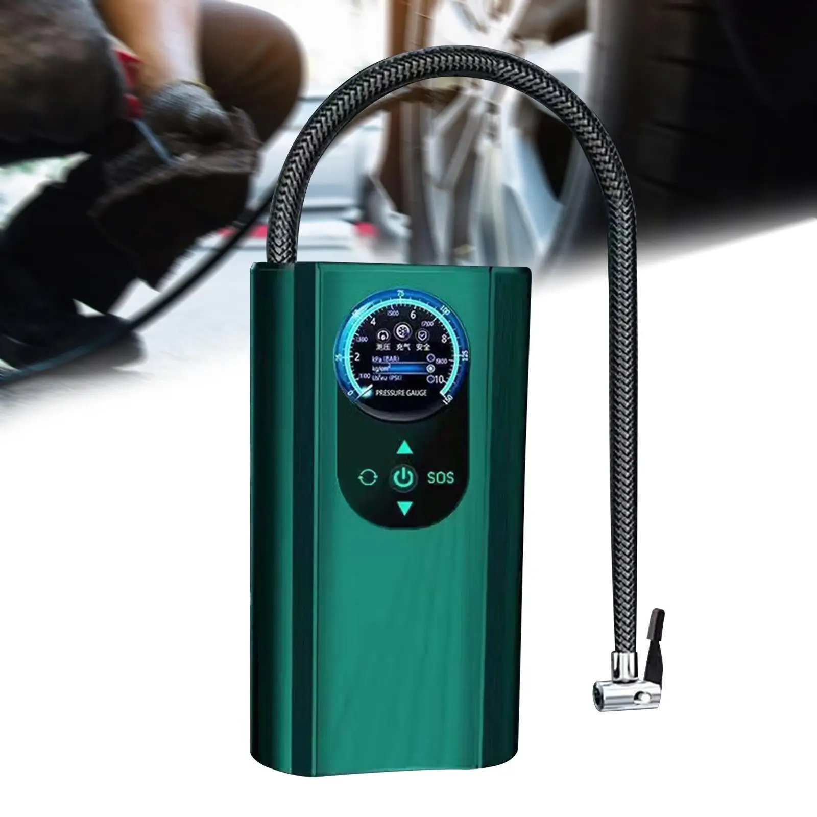 Portable Air Compressor with Tire Pressure Gauge Handheld Multipurpose Tire Inflator for Bicycle Car Ball Basketball Bike