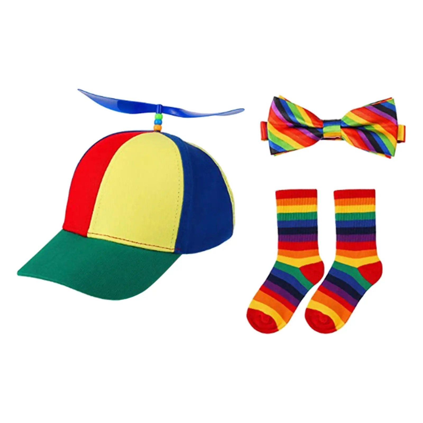 Child Baseball Hat Set Novelty Gift Colorful Adjustable Kids hat Socks Bow Tie for Casual Camping Boys Costume Outdoor