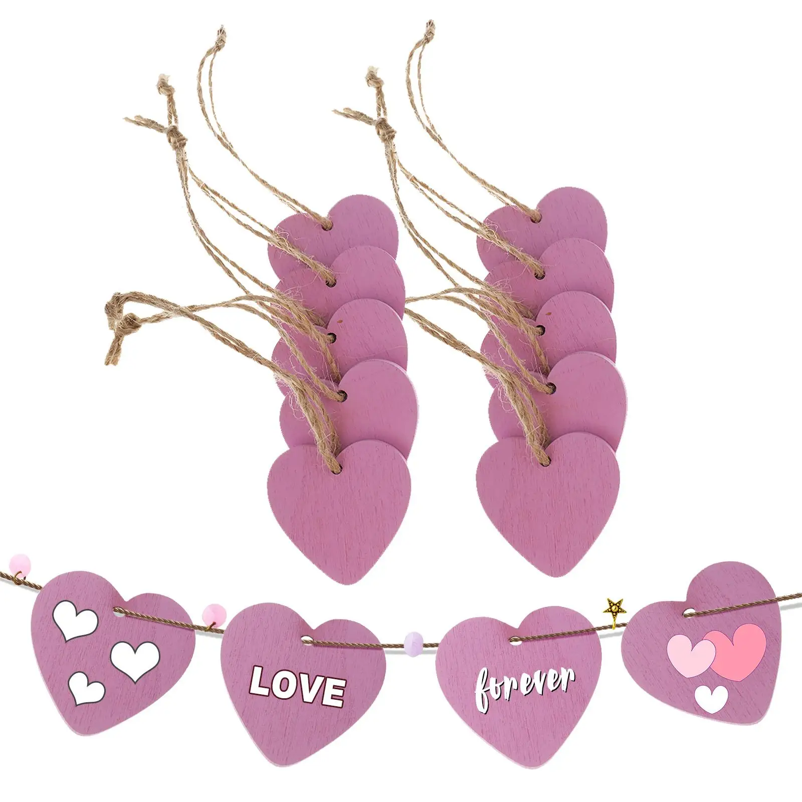 40pcs Wooden Embellishments Craft Wedding Name Tags with String Hanging DIY Projects Card Making