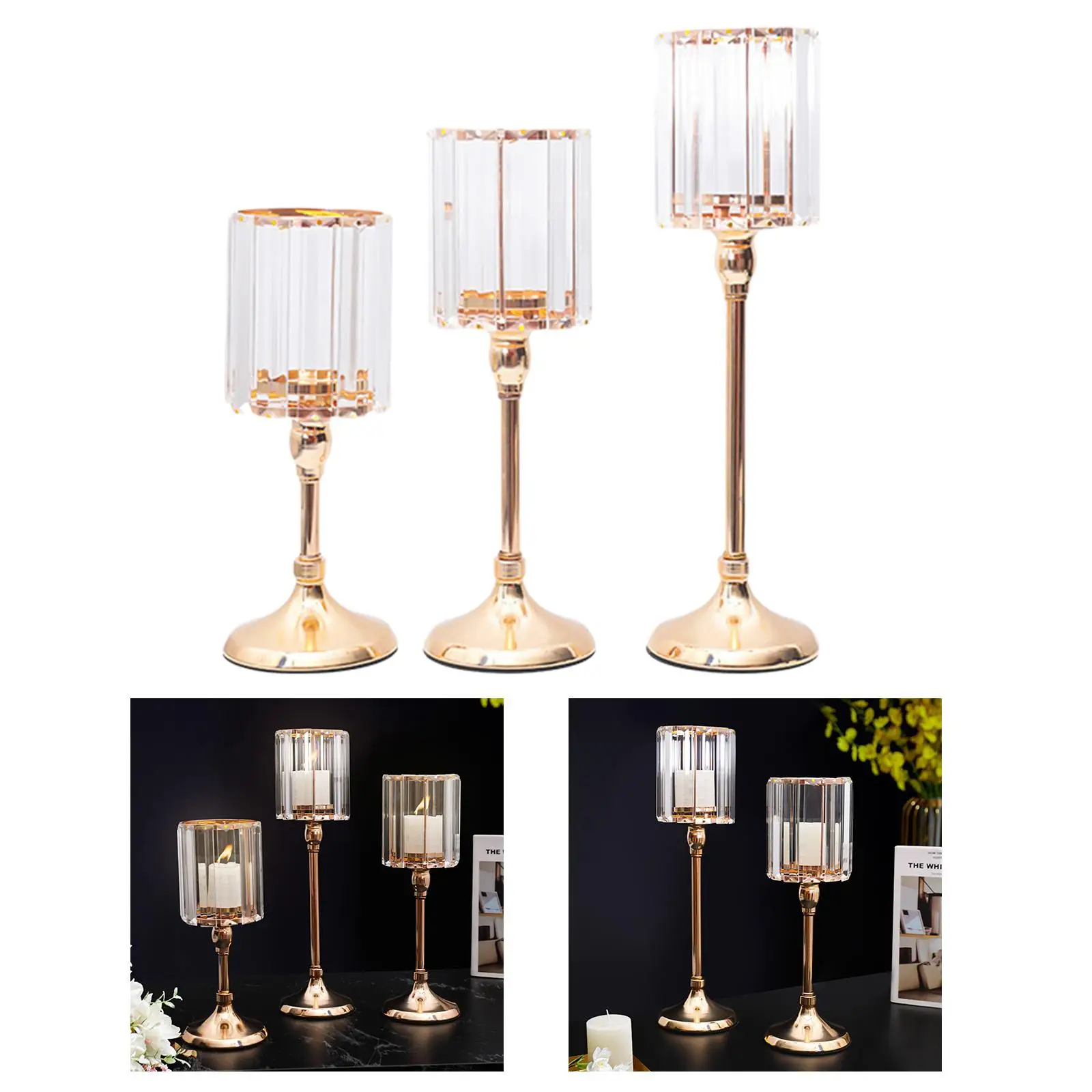 Glass  Crystal Stand Flower Vase Wedding Centerpiece  Candlestick for Wedding  Party Decorati