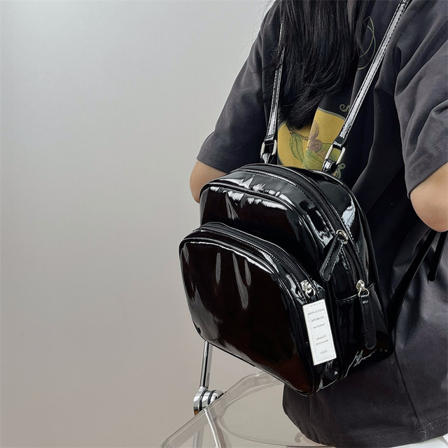 Patent hot sale leather backpack