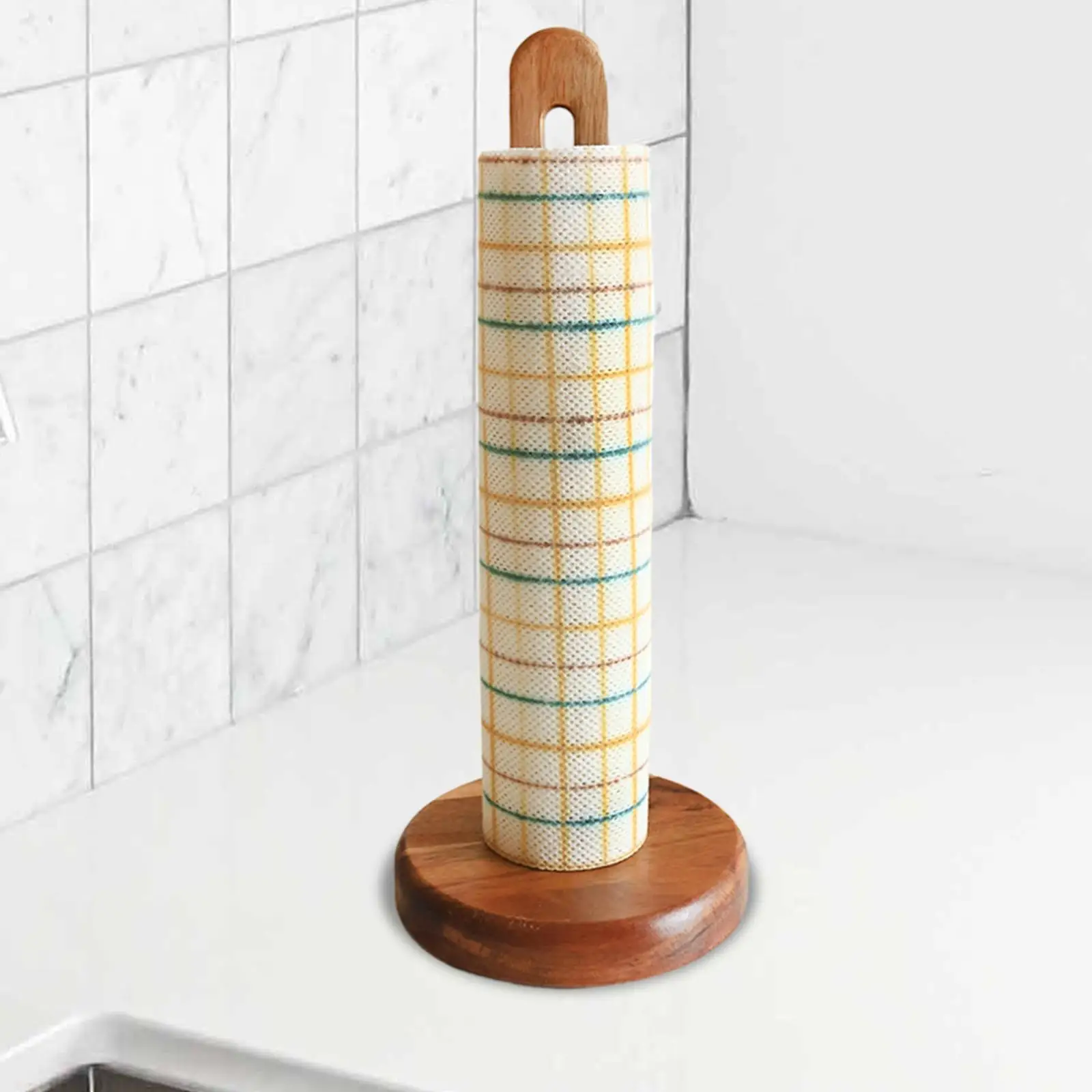 Toilet Paper Holder Wear Resistant Saving Space Towel Rack Wood Yarn Ball Holder for Bathroom Washroom Office Restaurant Kitchen