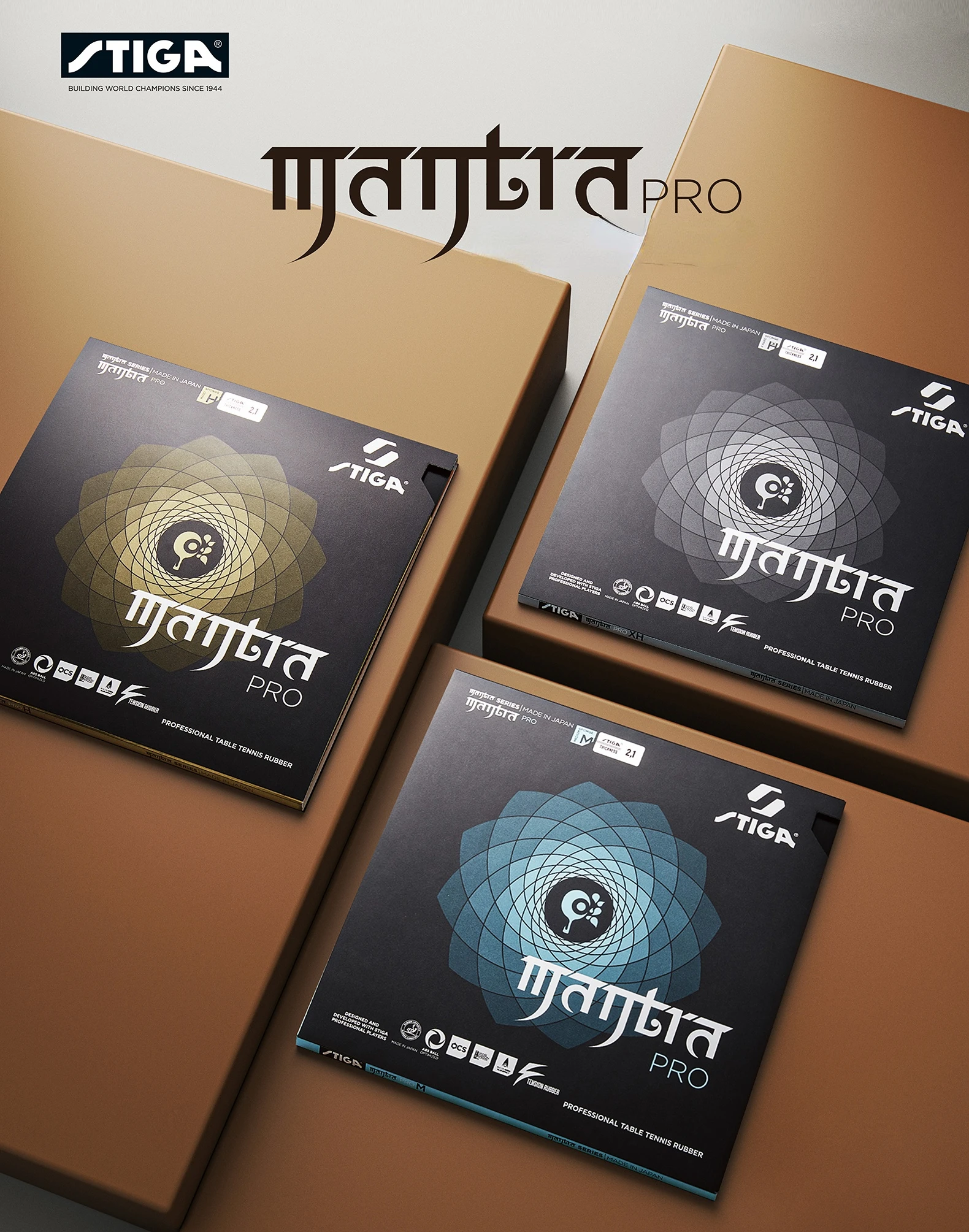 STIGA-MANTRA PRO Table Tennis Rubber, Semi-Hollow Ping Pong Rubber, AstrBalancing, Pro M, H, XH Series, Pimples-in, Offensive