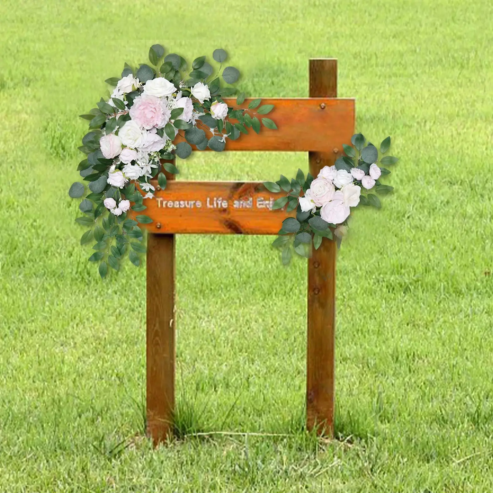 2 Pieces Rose Flower Swag Arch Wedding Arch Flowers Kit Swag Garland Display Fake Plant for Window Table Centerpieces Wedding