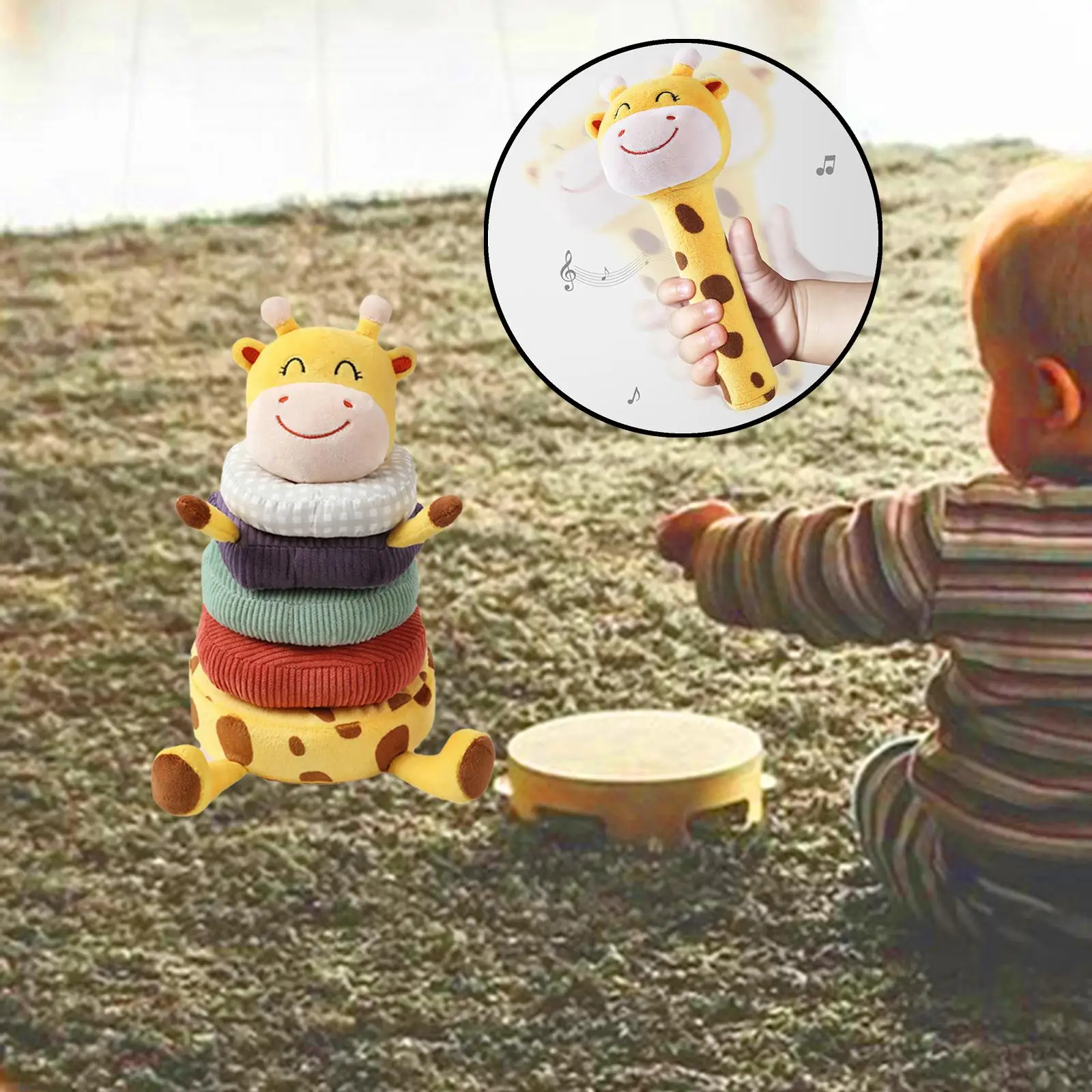 Baby Stacking Rings Toys, Puzzle Rings Stacking Toy Plush Animal Toy for Boys Girls Birthday Gifts