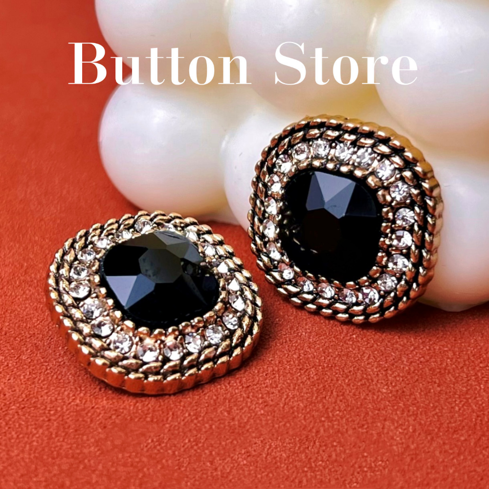 Description Picture 3 of item5 Pieces Retro High -end Diamond Buckle Square Metal Buttons Fashion Ladies Coat Sweater Decoration Handmade Sewing Buttons