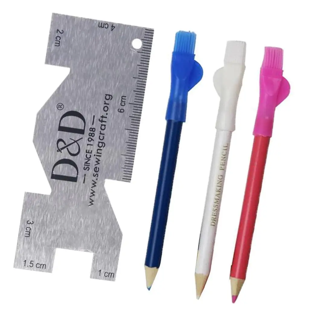 Sewing Chalk Pencil and Dressmaking Patchwork Ruler Sewing Tool Multi Use for Fabric Making And Tracing, 8.5cm Length