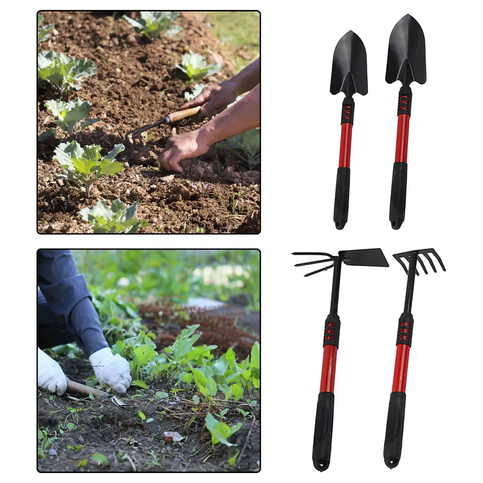 4x Gardening Tool Kits Durable Multifunction 5 Tines Rake Garden Tool Set Hand Tool for Bonsai Potted Flowers Loose Ground