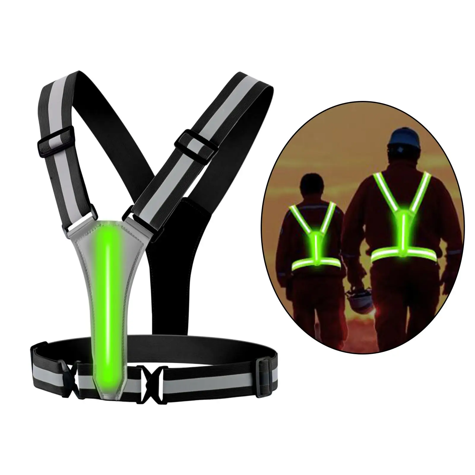 LED Reflective Vest Adjustable USB Rechargeable Glowing Reflector Straps for Night Walking Running Hiking Sports Men Women Kids