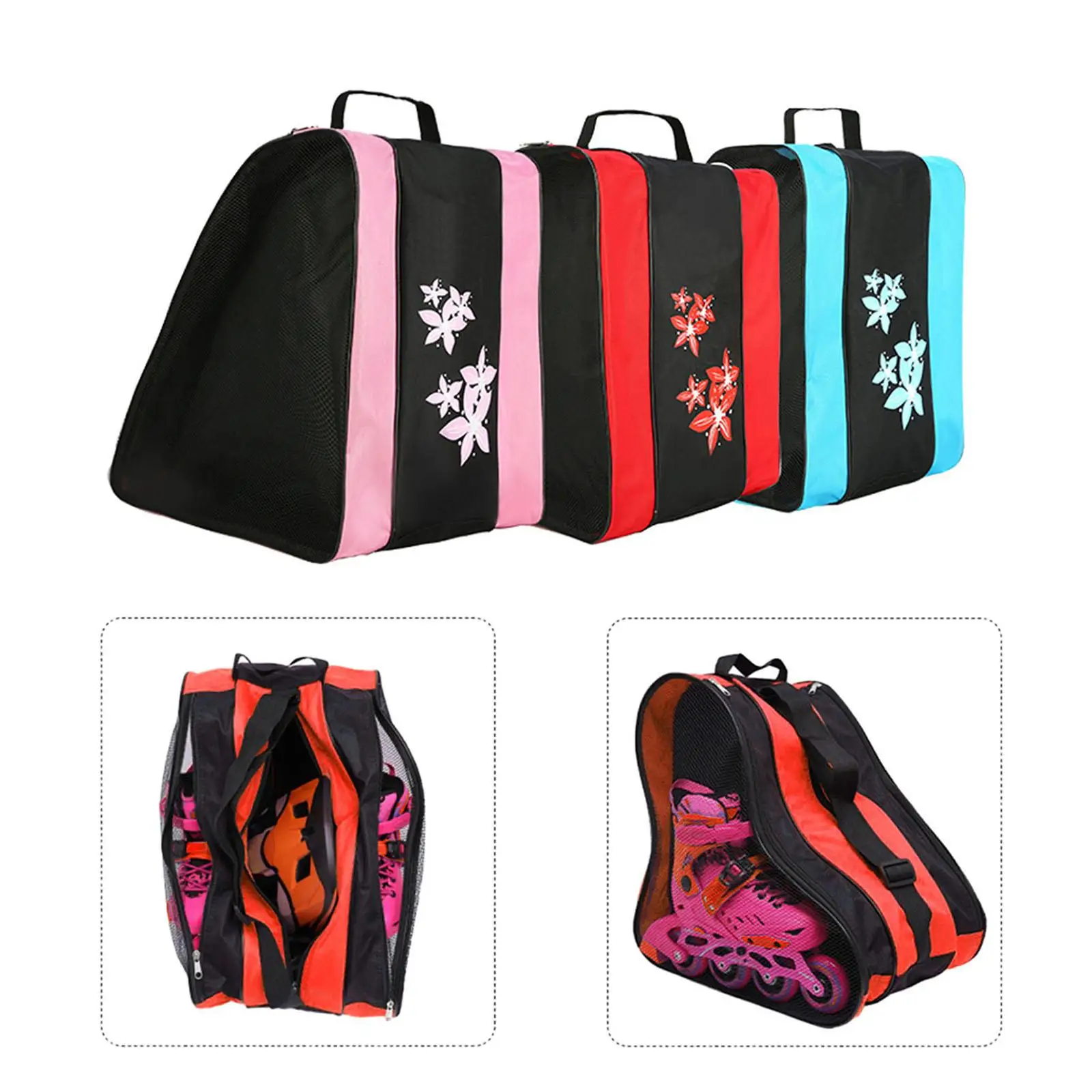  Roller Skating Bag 3Layers Carrying Skate Carry Case Storage Bag Tote for Kids Adults Ice Skates Inline Skates