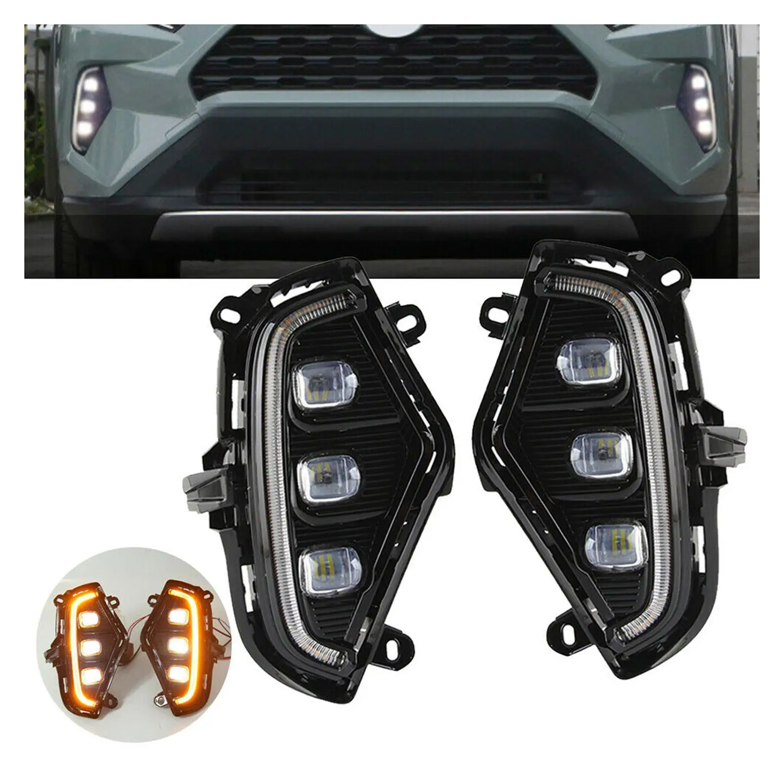 2x LED Daytime Running Light Acrylic Fog Lamps Fit for Replacement Accessories