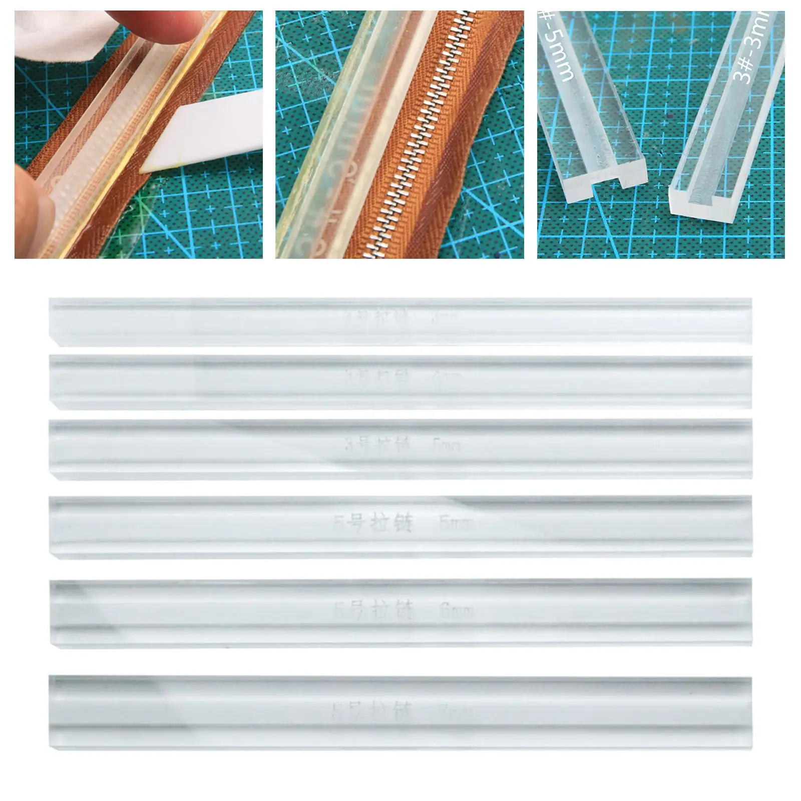 Acrylic Template Sewing Accessories for Leather 3# 5# Zipper Installation Installer Wallet Fix DIY Tool Repair Kit