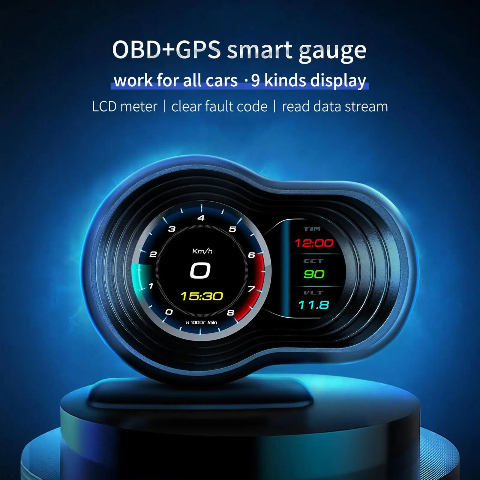 F9 Display Car Universal Dual .5 HUD OBD II / Interface Mileage Measurement Voltage Speedometer