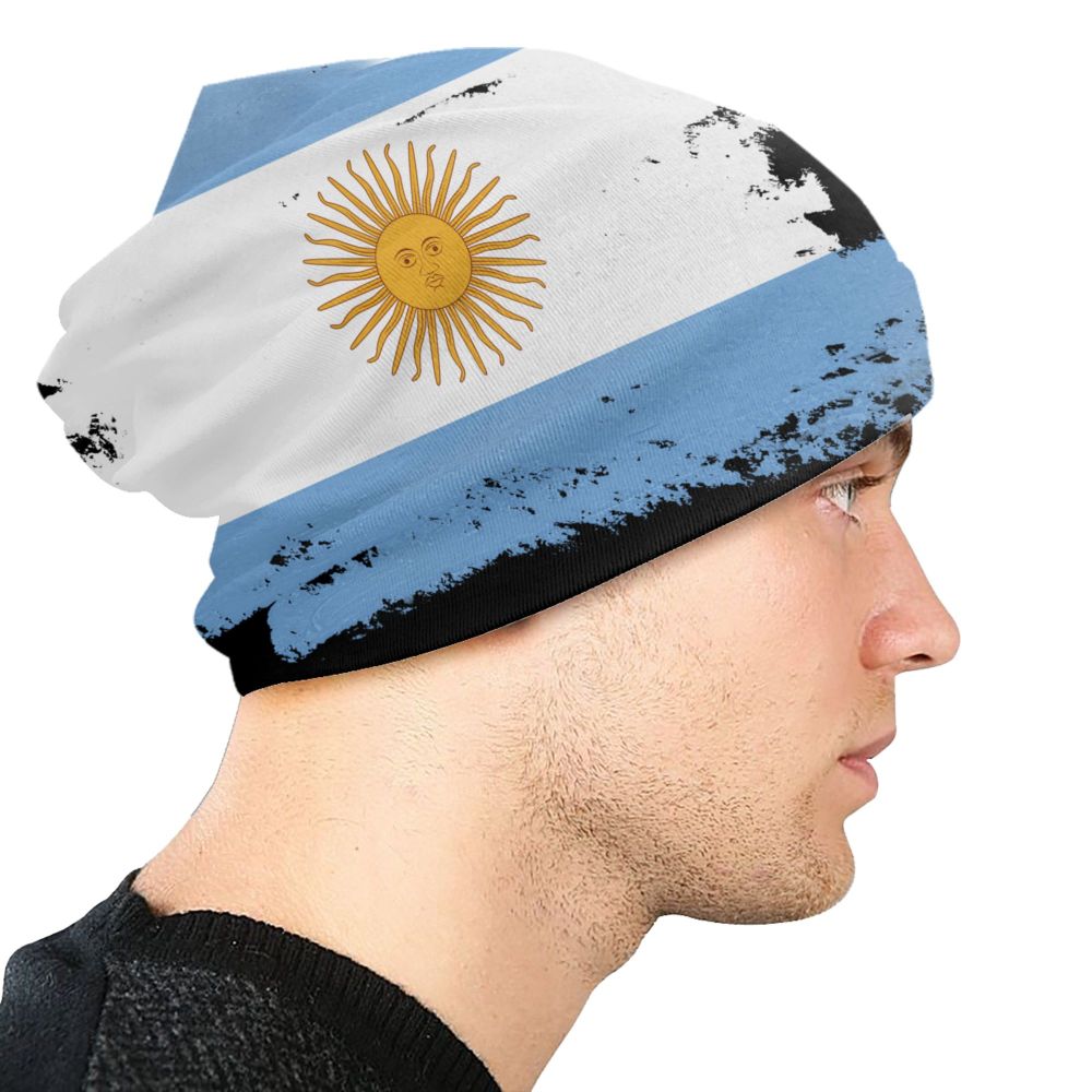 Benutzer definierte Flagge von Argentinien Schädel Mützen Mützen Männer Frauen Unisex Straße Winter warme Strick mütze Erwachsenen Motorhaube Hüte – Detail 34