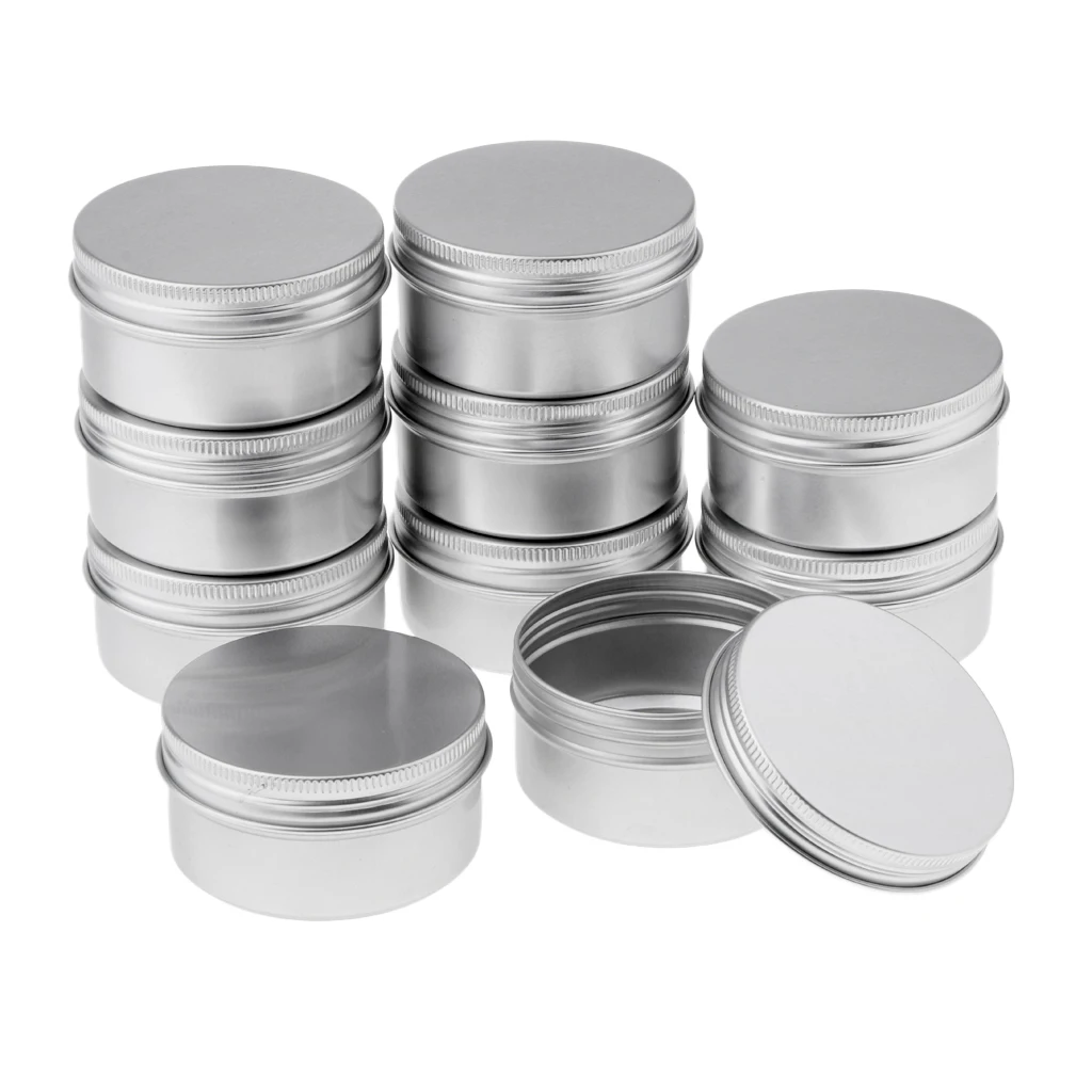 10x 80ML Round Empty Aluminum Tin Pots Containers for Lip Balm
