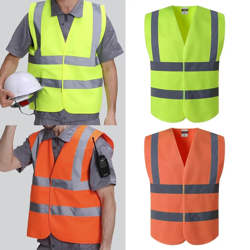 Reflective Safety Vest, Bright Neon Color with Reflective Strips XL 2 Colors Available