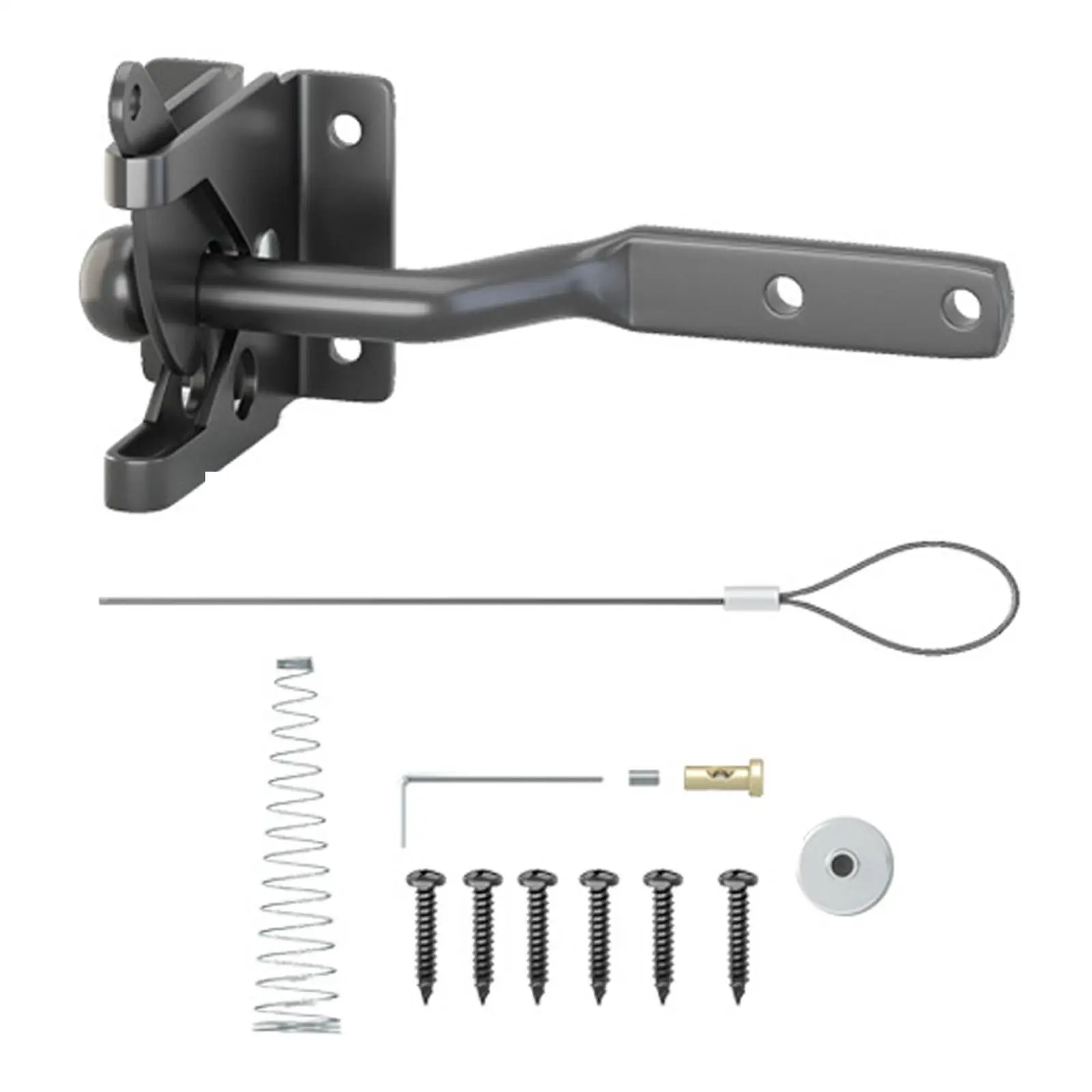 Fence Gate Latch Self Locking Gravity Latch Spring Loaded Hardware Cable Pull