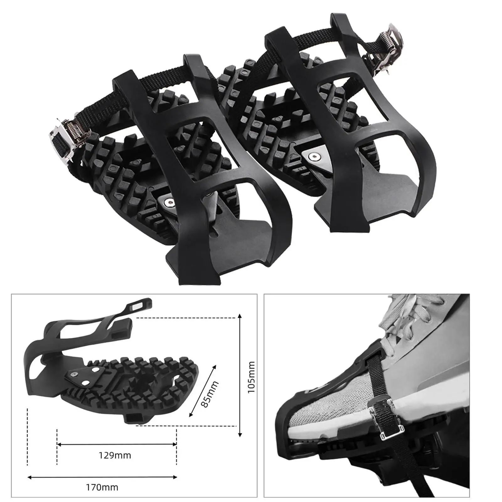 Bike Pedal Toe Clips Cage Pedals Toe Cages Ride with Regular Shoes Cycling Accessories Adapters for Indoor Fitness Bike