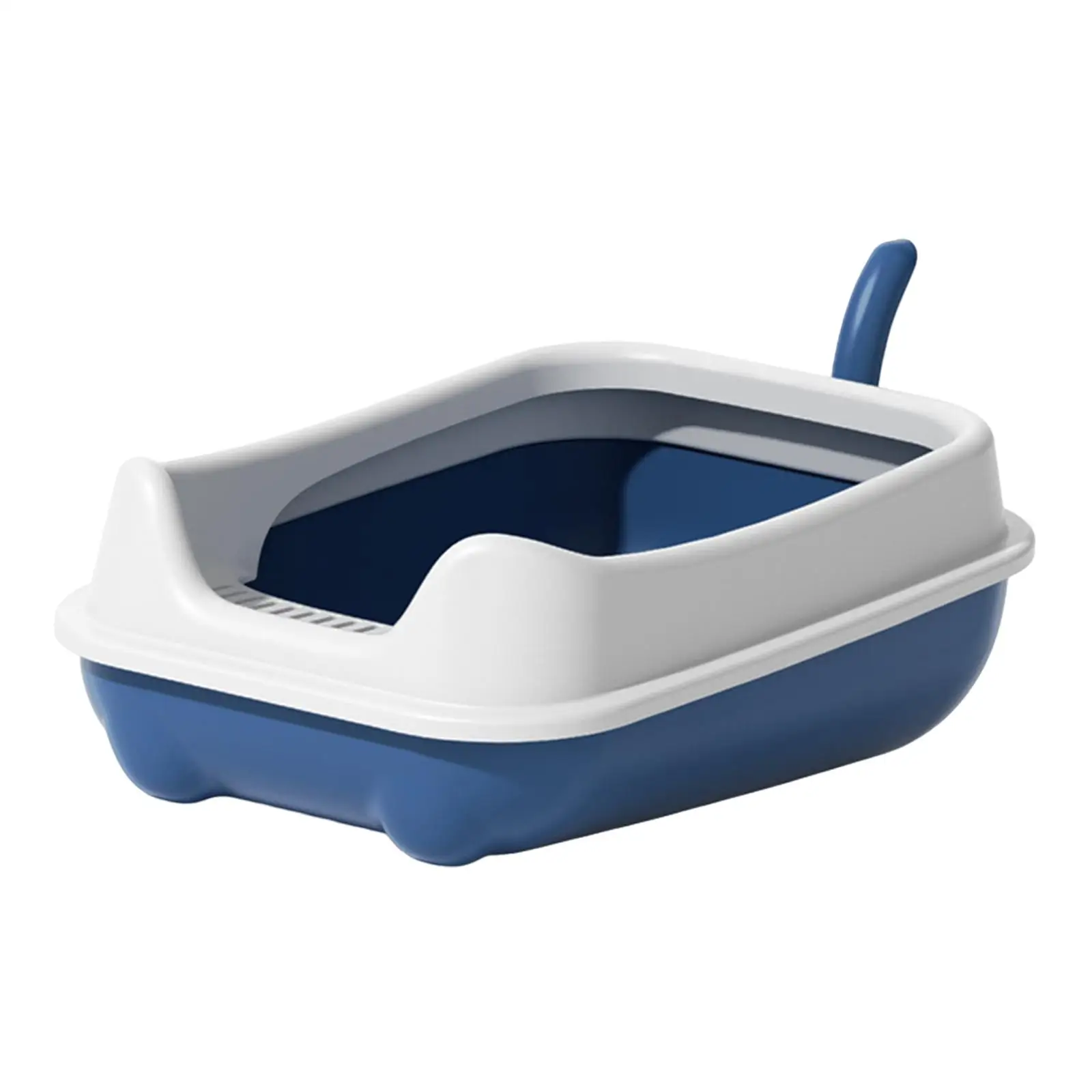 Cat Litter Box Open Top with Frame with Scoop with Scatter Protect High Sides Kitten Litter Boxes Low Profile Litter Pan