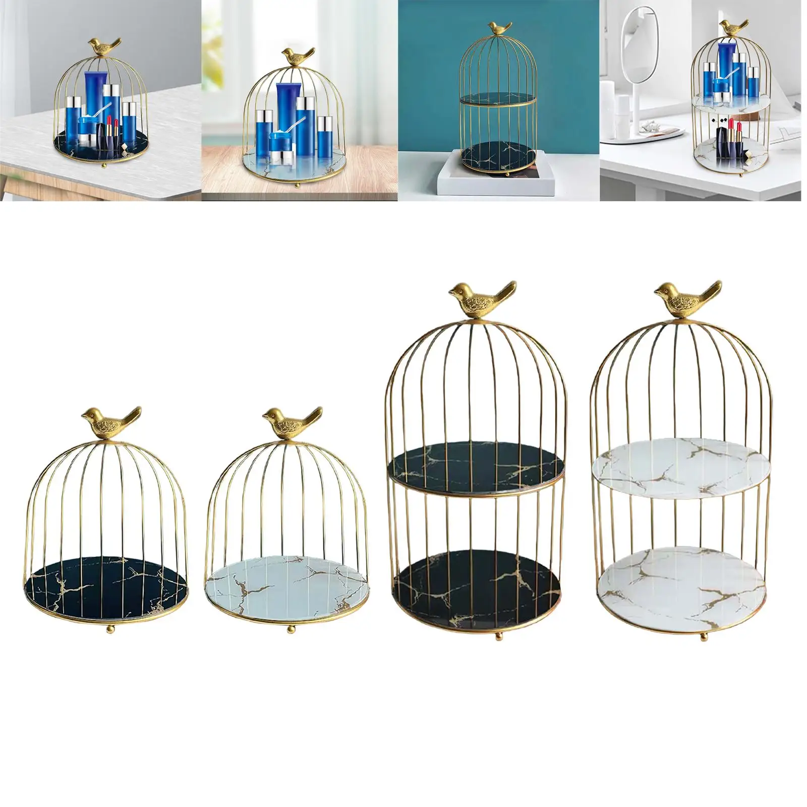 Nordic Style Bird Cage Rack Lipstick Perfume Cosmetic Skin Care Product Storage Rack Finishing Table Rack