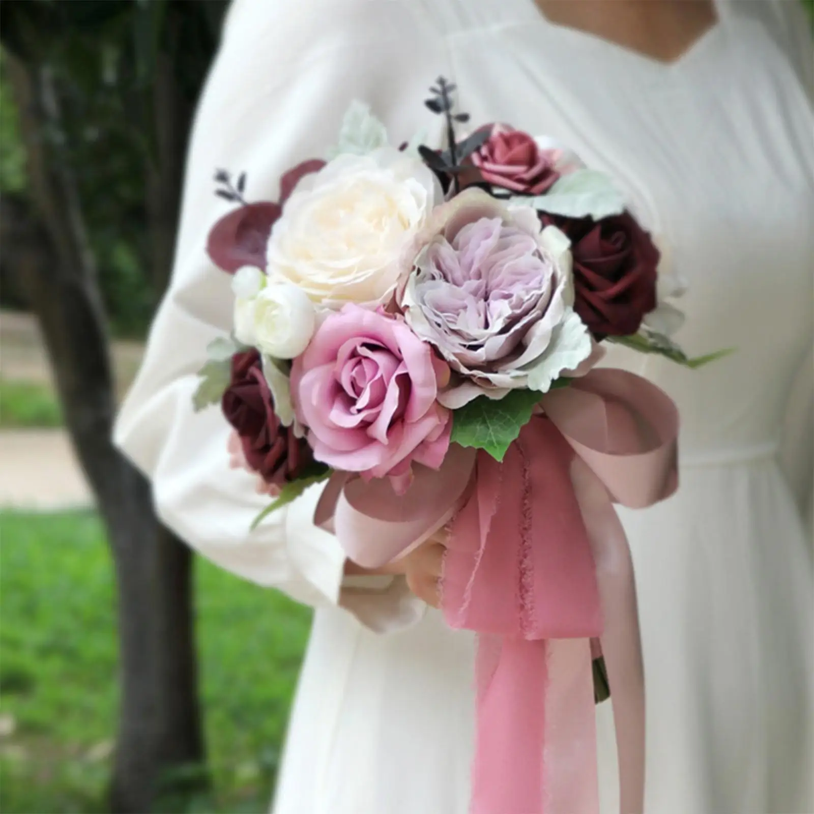 Silk Cloth Bridal Wedding Bouquets Wedding Throw Bouquet Romantic Artificial Flowers for Anniversary Event Celebrations Activity
