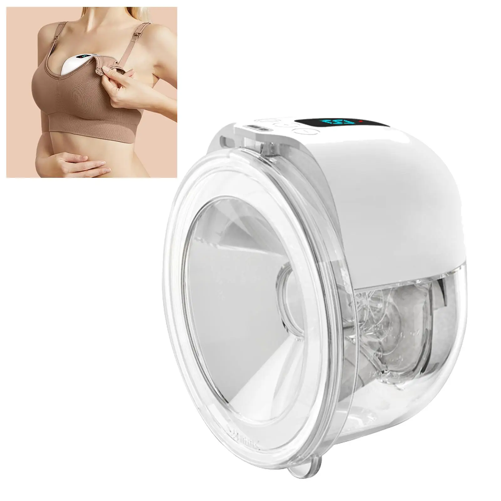 Wearable Breast Pump LED Display Low Noise Rechargeable Milk Extractor 110 Degree Large Wide Angle Breastfeeding Breast Pump