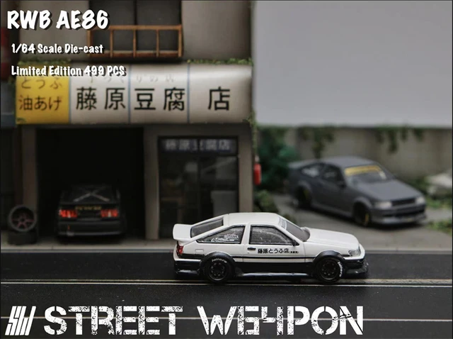 Street Weapon 1:64 RWB AE86 Fujiwara Livery White Black Diecast