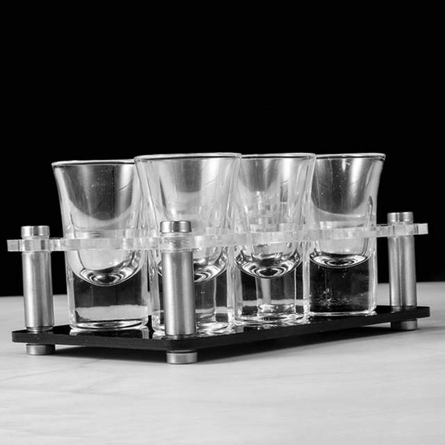 Drinkware Liquor Wine Cup Holder Transparent Square Heavy Base