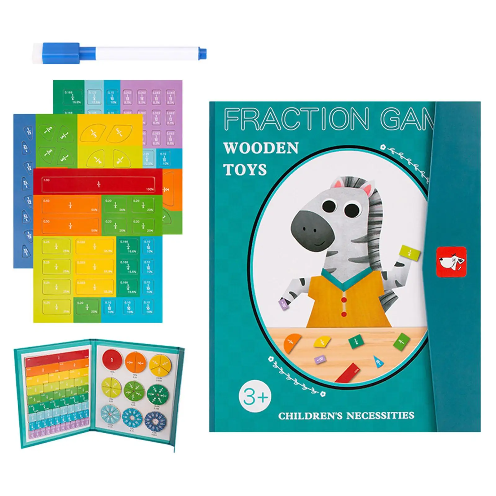 Fraction Learning Math Toy Educational toy Learning Fraction Game Arithmetic Teaching Aids Fraction Learning Board