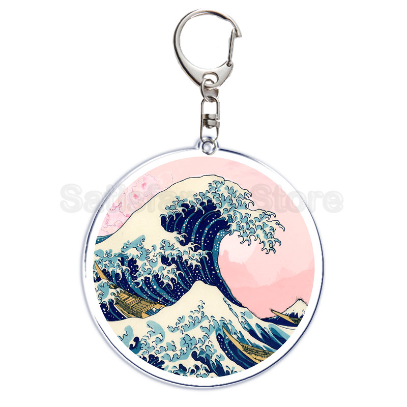 Retro Art Die Große Welle von Kanagawa Keychain Schlüssel Kette für Zubehör Nette Tasche Anhänger Schlüssel Ring Schmuck Geschenk – Detail 10