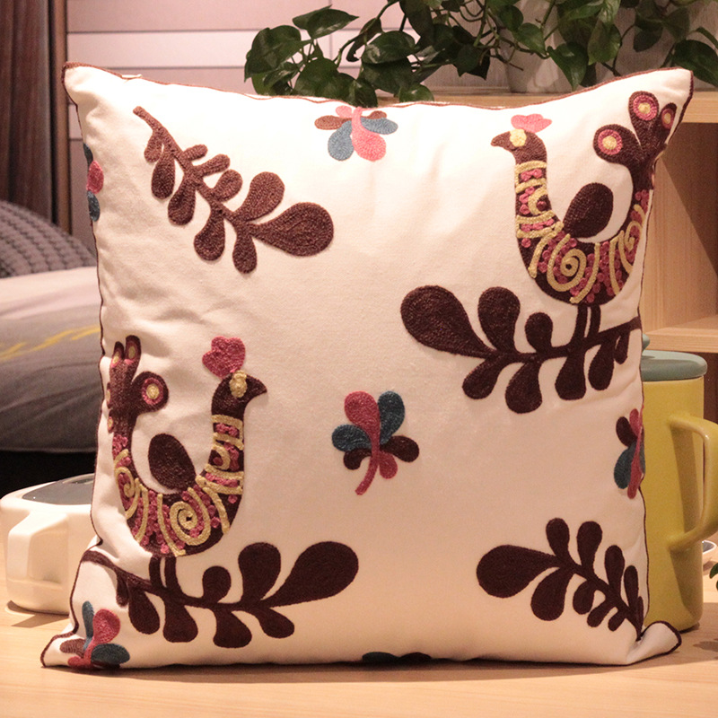 Vintage Amerikanische Stickerei Kissen Abdeckung Pflanze Blume Kissen Fall Wohnkultur Baumwolle Kissen Fall Wohnzimmer Schlafzimmer Sofa – Detail 19