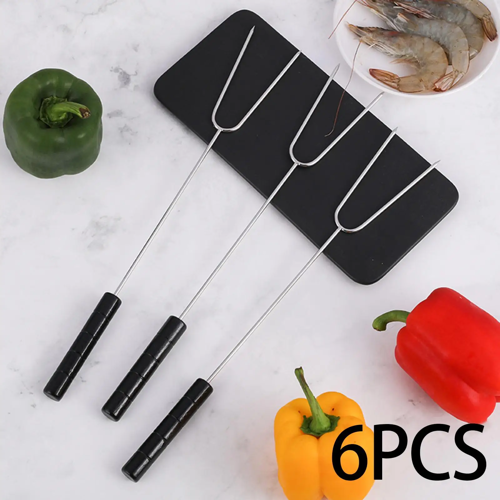 BBQ Skewers Kitchen Roasting Fork Roasting Sticks Non Slip Handle Campfire Fork BBQ Fork for Camping BBQ Outdoor Campfire Party