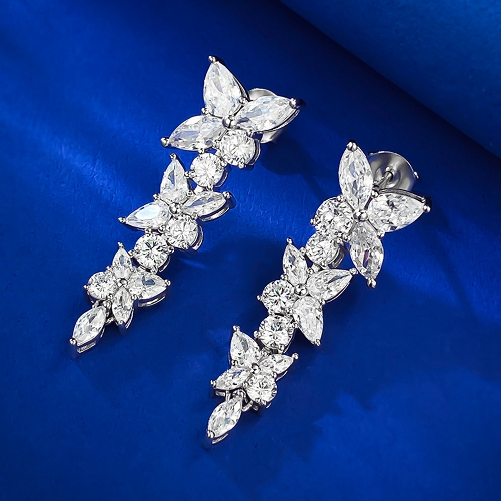 PuBang Edlen Schmuck Solide 925 Sterling Silber Marquise Cut Erstellt Moissanit Tropfen Ohrringe für Frauen Hochzeit Geschenk Großhandel – Detail 4