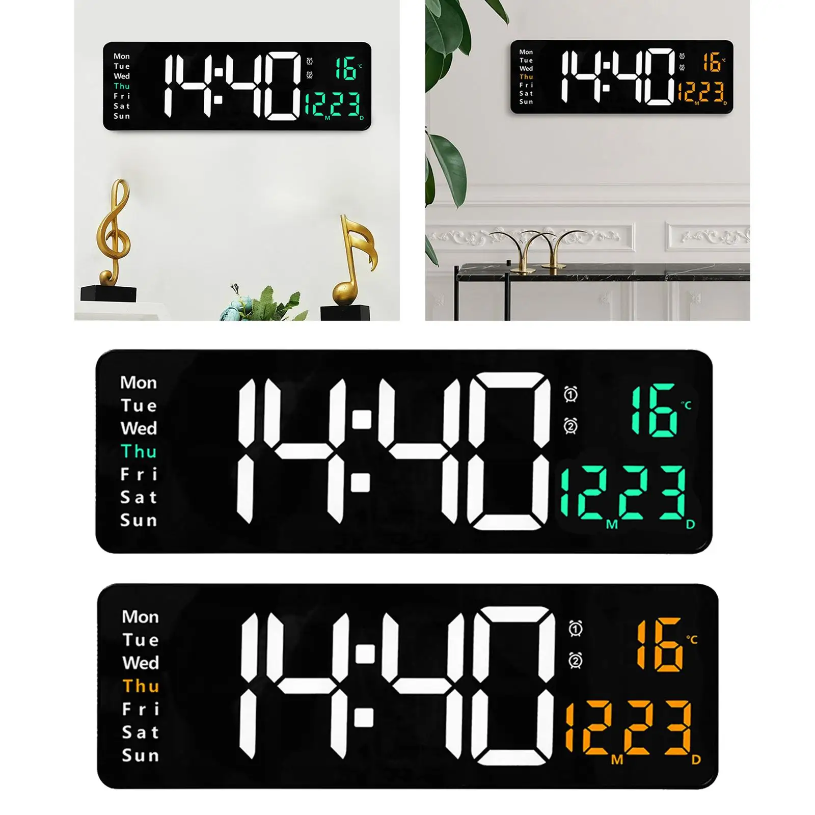 square wall clock Oversized 15" Digital LED Wall Clock USB with Remote Memory Function Temp Timer Large Number Desk Alarm for Classroom Gift Home outdoor clock