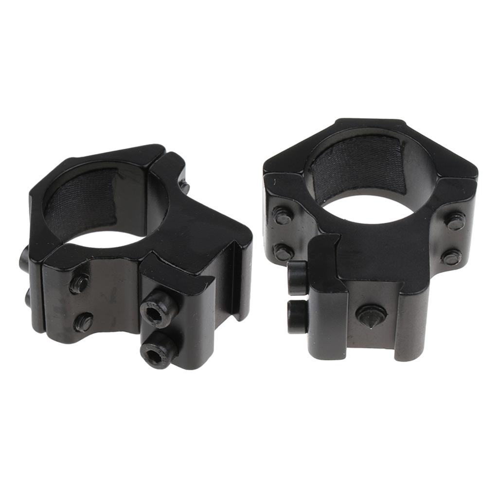 25.4mm 1`` Tube Clamp Ring Scope Mount Holder 11mm Rail with Hex Wrench for Installing Flashlight Torch (Black)- Low Profile