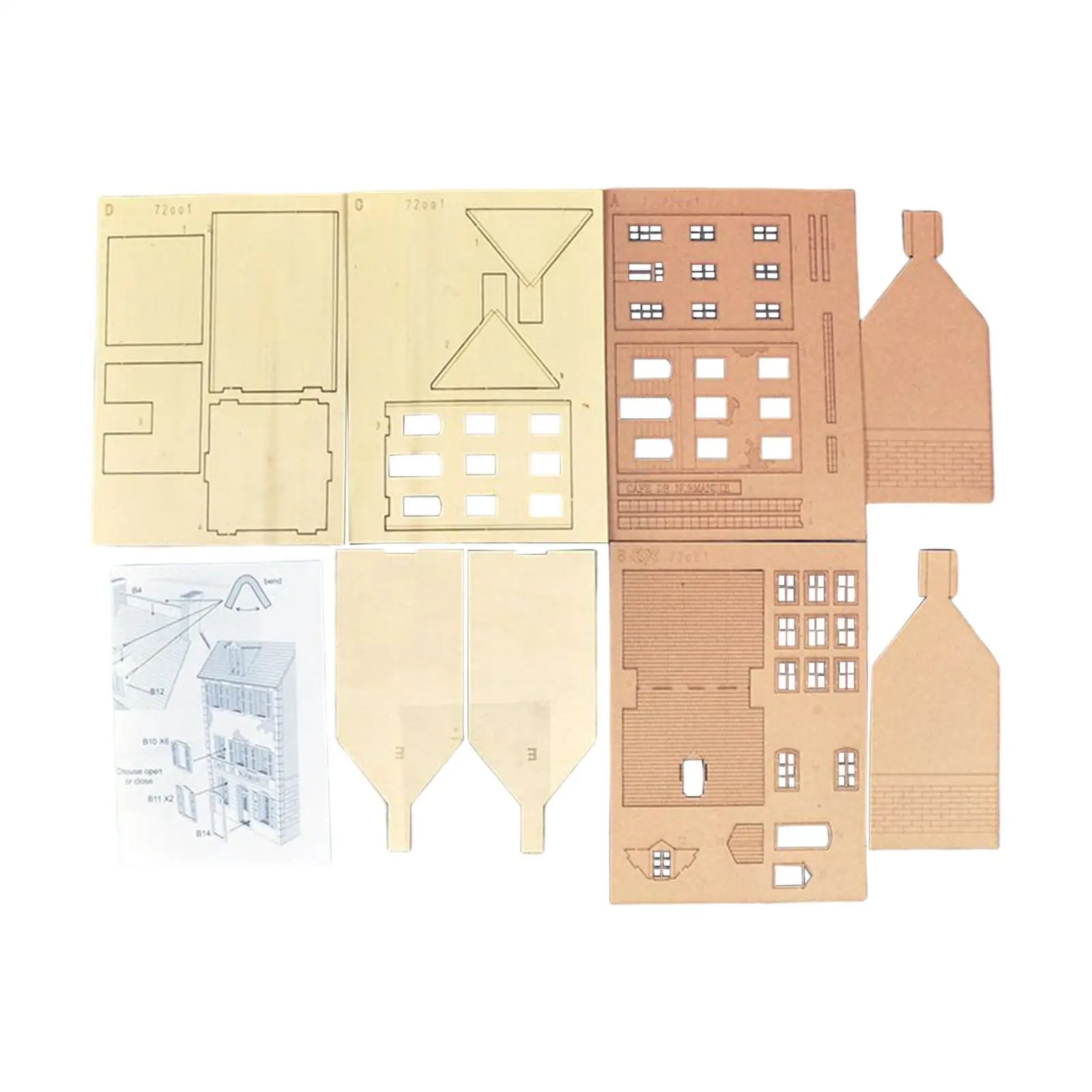 1/72 Building Model Kits Wooden Miniature Model House kits for HO Scale Model