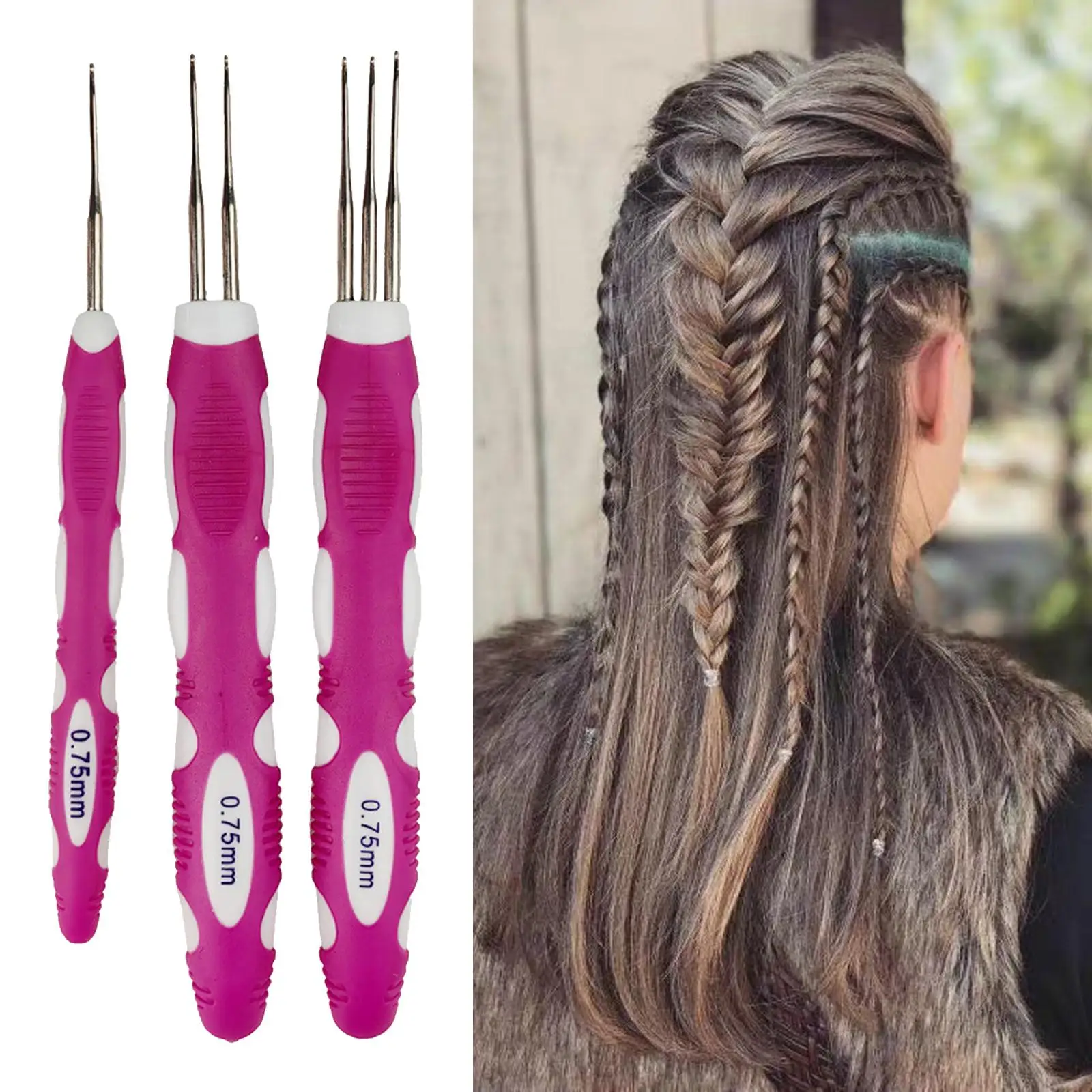 Dreadlock Crochet Needle Durable Easy to Use Professional Hair Braiding 1 Hook 2 Hooks 3 Hooks for Braid Crafts Hair Accessories