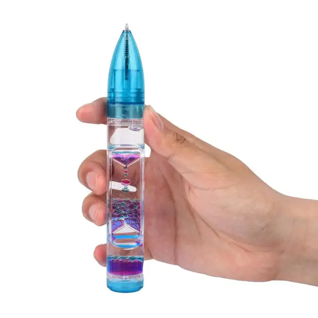 QILIN Motion Bubble Pen Anti Anxiety Hourglass Design Stress Relief  Colorful Liquid Motion Bubbler Fidget Pen Desk Toys School Supplies 