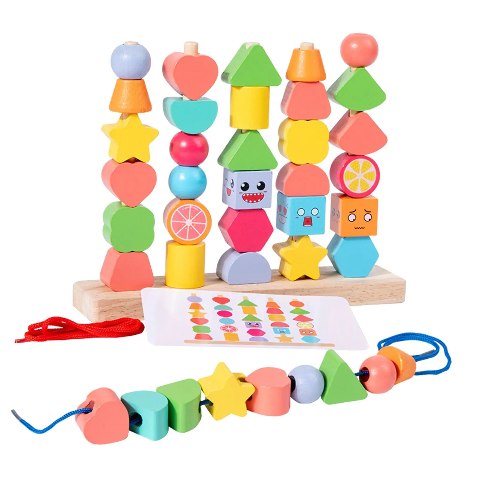 Stacking Blocks Montessori Threading Toys for Preschool Birthday Gift Kids